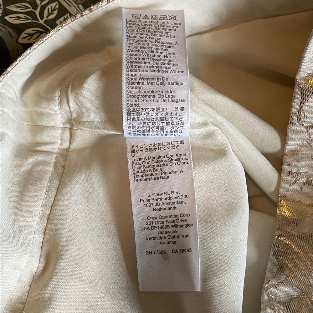 NWOT J. Crew Factory Floral Jacquard A Line‎ Skirt Metallic Gold Cream Size 4 - Picture 9 of 10